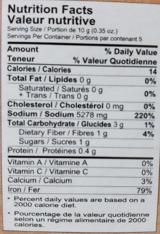 The Nutrition Facts of Radhuni Tehari Masala
