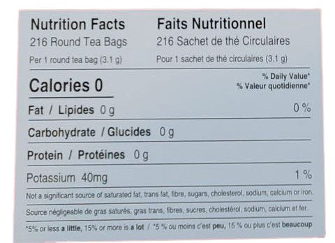 The Nutrition Facts of Rea Valley Round Black Tea Bags  