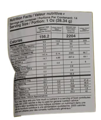 This is the Nutrition of Real Bites Aloo Sev.