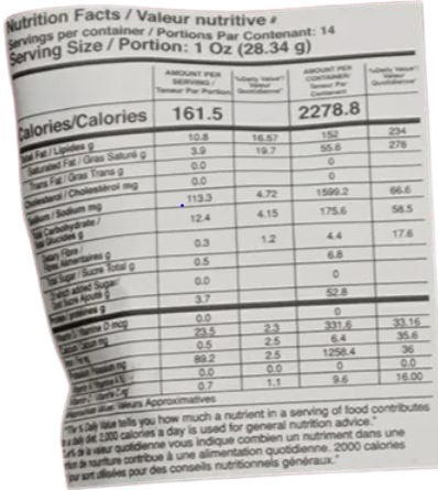 This is the Nutrition of Real Bites Bhel Mix.