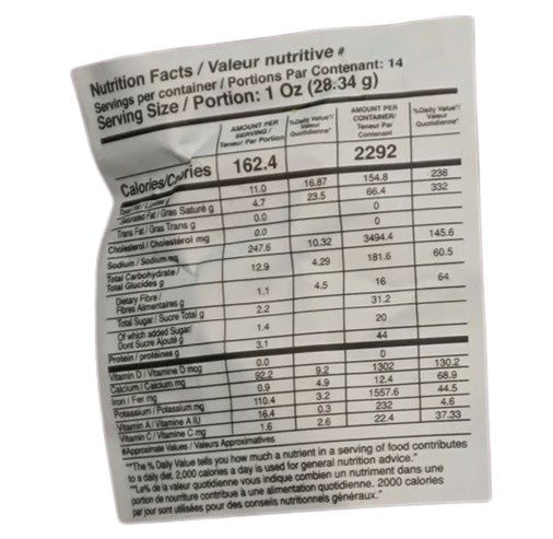 This is the Nutrition of Real Bites Nadiyadi Mix.