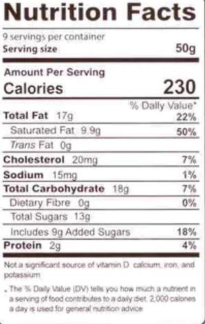 This is the Nutrition of Rehmat-e-Shereen Almond Halwa.