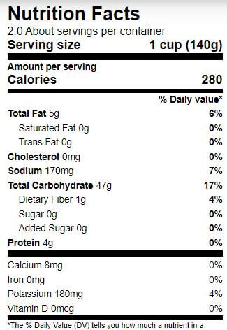 The Nutrition Facts of Royal Authentic Jasmine Rice
