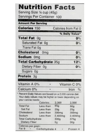 The Nutrition Facts of Royal Basmati Brown Rice