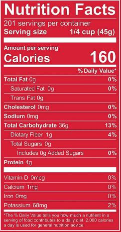 The Nutrition Facts of Royal Chef Sella Rice