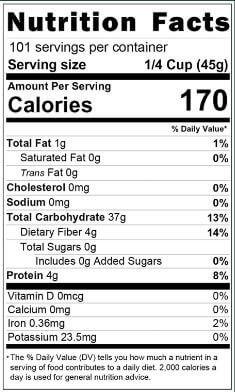 The Nutrition Facts of Shahzada Premium Kernel Basmati Rice