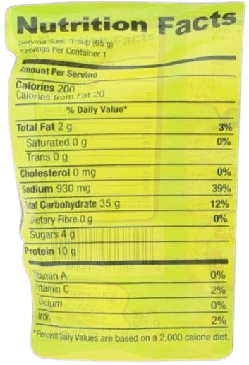 This is the Nutrition of Shan Shoop Chicken Noodles.