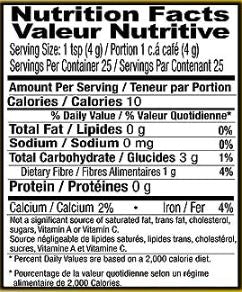 The Nutrition Facts of Shan Zafrani Garam Masala Pouch 