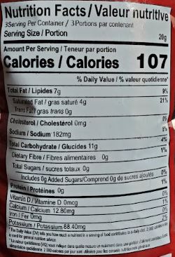 The Nutrition Facts of Slanty (Jalapeno) 