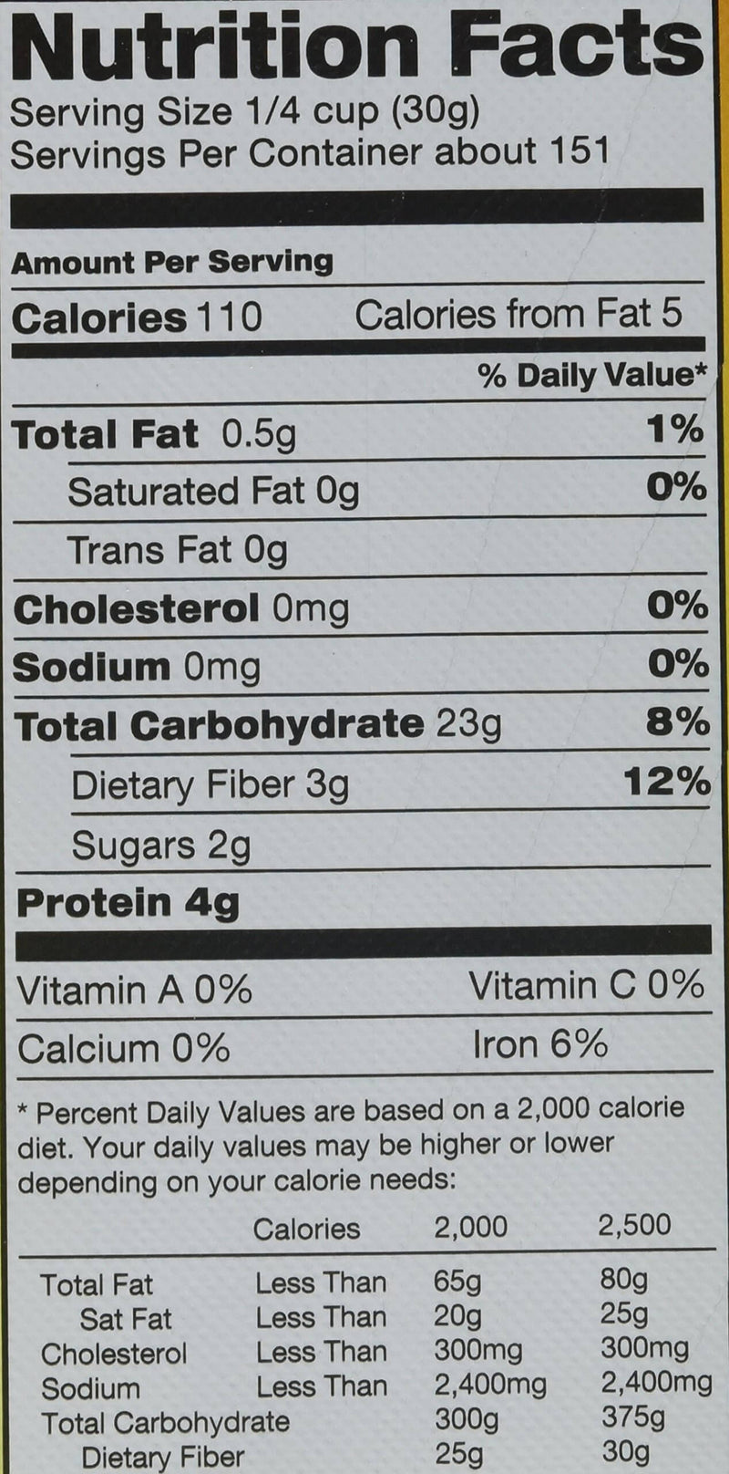 The Nutrition Facts of Sujata Whole Wheat Chakki Atta