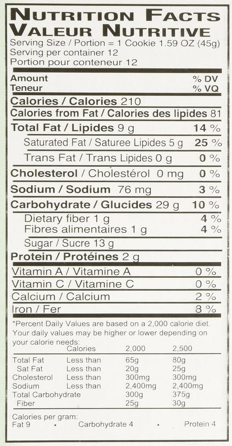 This is the Nutrition of Sultan Maamoul dates cookies.