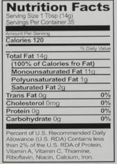 The Nutrition Facts of Sultan Pure Olive Oil