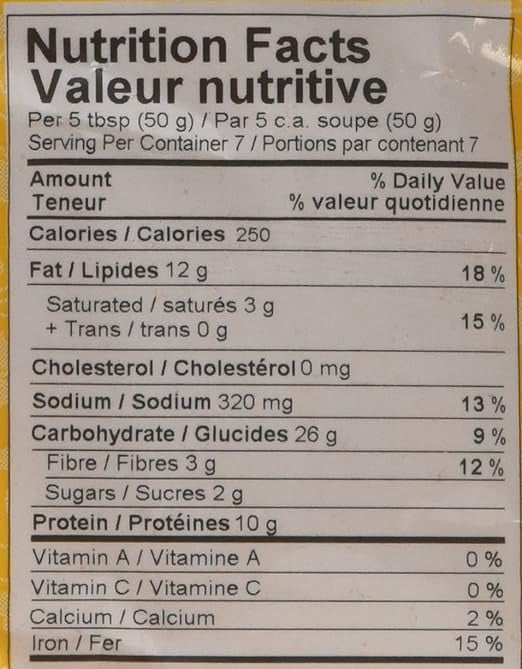 This is the Nutrition of Surati Channa Dal.