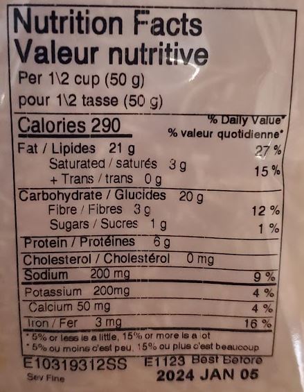 The Nutrition Facts of Surati Sev Fine 