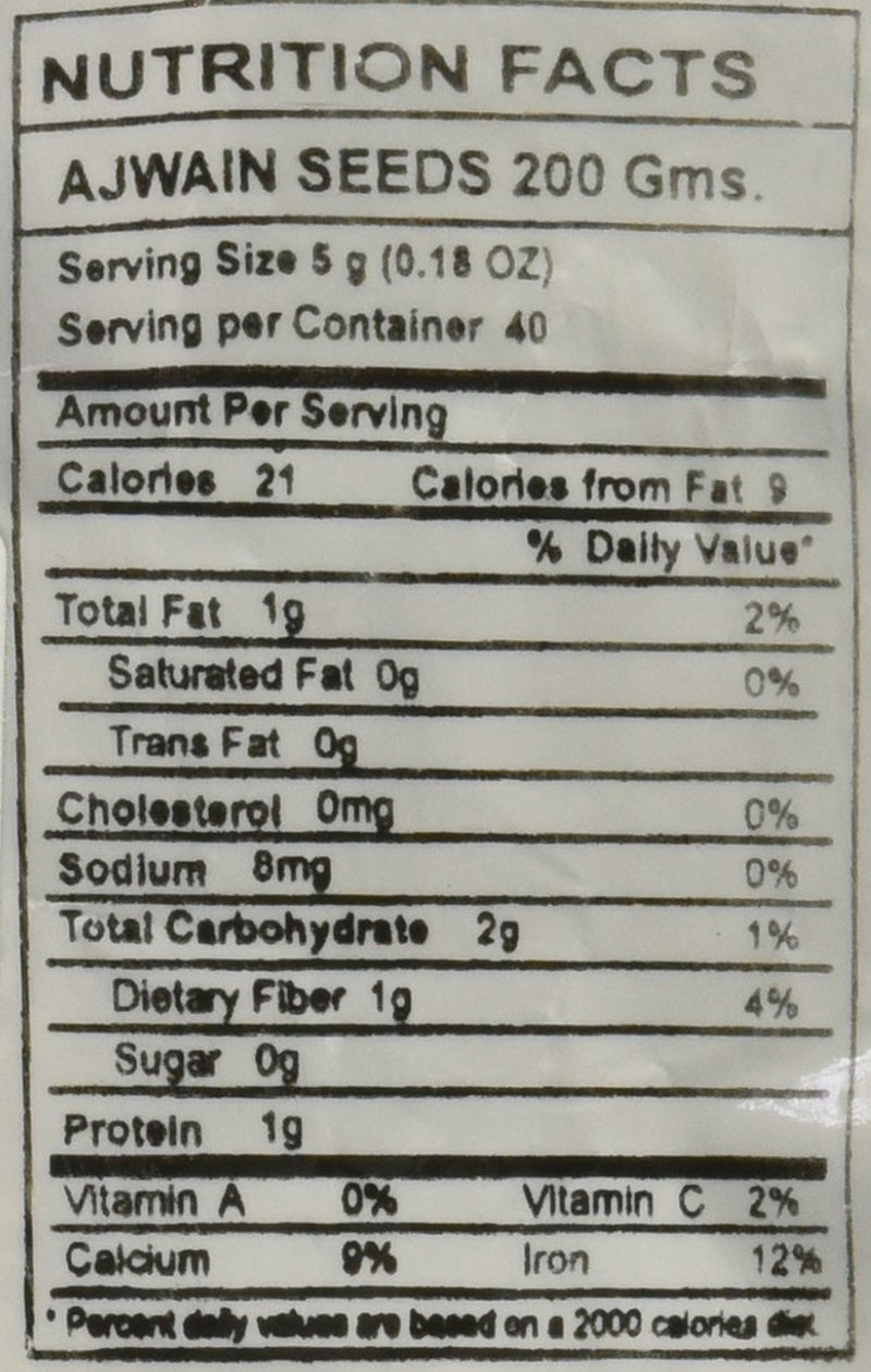 The Nutrition Facts of Swad Ajwain Seeds 