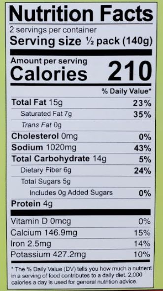 The Nutrition Facts of Swad Baingan Bharta Micro-Curry 