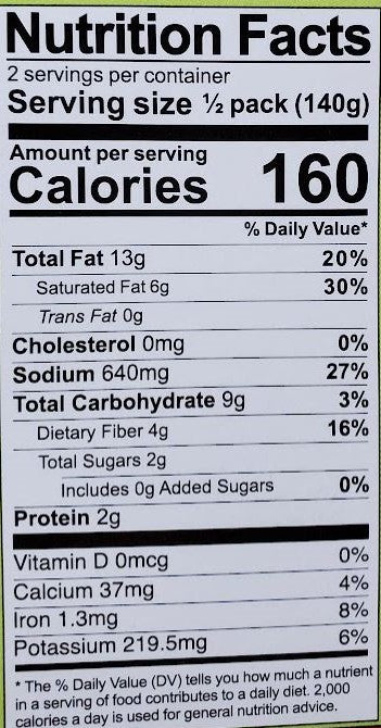 The Nutrition Facts of Swad Bhindi Masala Micro-Curry 