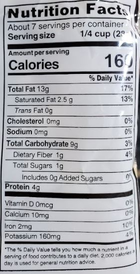 The Nutrition Facts of Swad Cashew Whole 