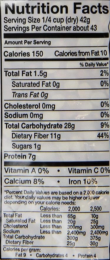 The Nutrition Facts of Swad Chana Dal 