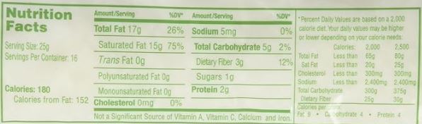 This is the Nutrition of Swad Coconut Flakes