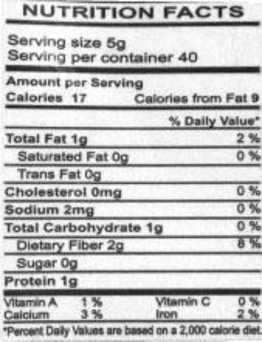 The Nutrition Facts of Swad Coriander Powder 
