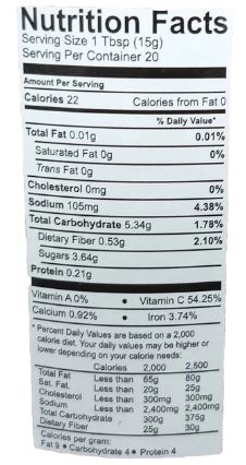 The Nutrition Facts of Swad Delhi ki Chaat Chutney 