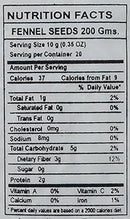 The Nutrition Facts of Swad Fennel powder 