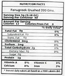 The Nutrition Facts of Swad Fenugreek crushed 