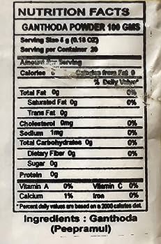 The Nutrition Facts of Swad Ganthoda Powder 