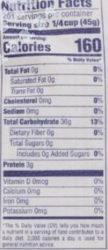 The Nutrition Facts of Swad Jasmine Rice