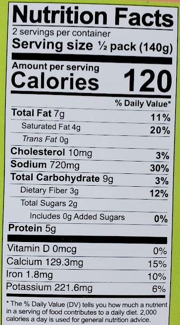 The Nutrition Facts of Swad Kadhi Pakodi Micro-Curry 