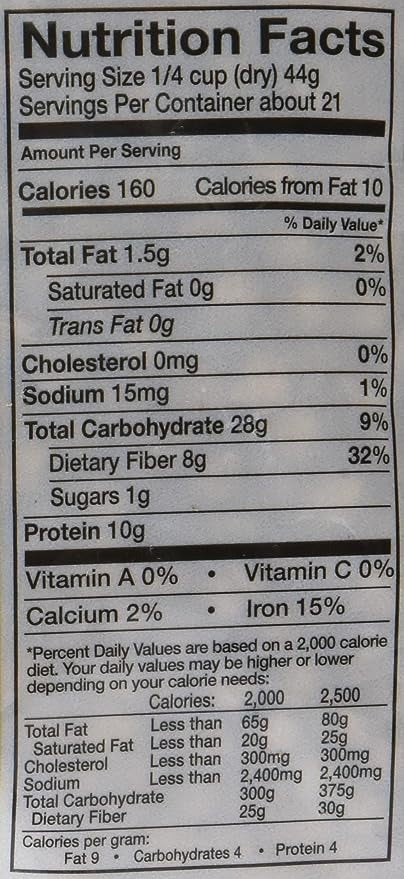 The Nutrition Facts of Swad Kala Chana 