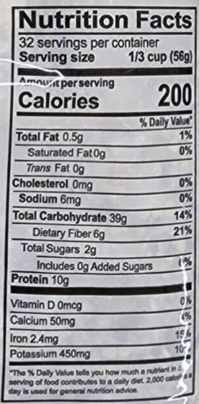 The Nutrition Facts of Swad Khichdi Mix (Split Moong Lentils & Rice) 
