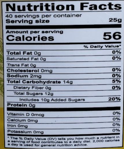 The Nutrition Facts of Swad Masala Gur 