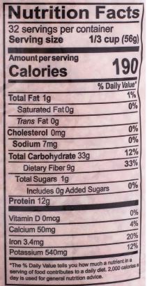 The Nutrition Facts of Swad Multi dal Mix 