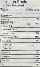 The Nutrition Facts of Swad Natural Brown Rice