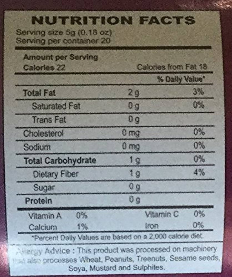 The Nutrition Facts of Swad Nutmeg whole 