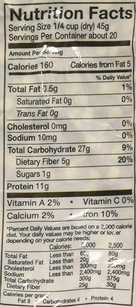 The Nutrition Facts of Swad Organic Moong Split 