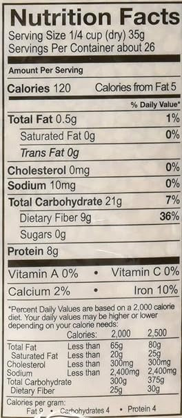 The Nutrition Facts of Swad Organic Urad Dal 