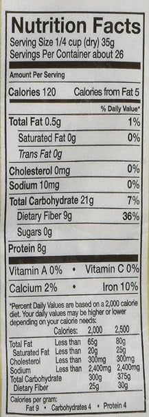 The Nutrition Facts of Swad Organic Urad Whole 