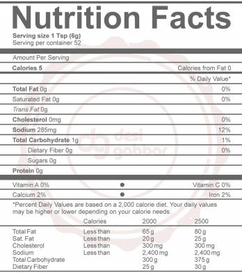 The Nutrition Facts of Swad Pani Puri Concentrate 