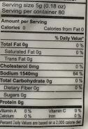 The Nutrition Facts of Swad Papad kharo 