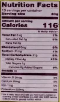 This is the Nutrition of Swad Roasted Salted Vatana