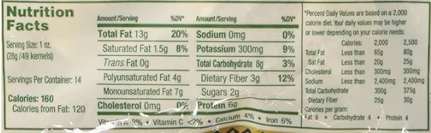 This is the Nutrition of Swad Roasted Unsalted Pistachios