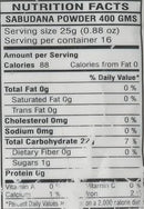 The Nutrition Facts of Swad Sabudana