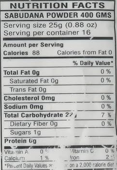 The Nutrition Facts of Swad Sabudana