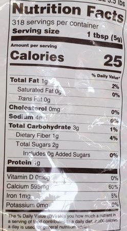 The Nutrition Facts of Swad Sugar Coated Fennel Candy Large 