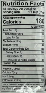 The Nutrition Facts of Swad Toor Whole Pigeon Peas 