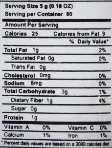 The Nutrition Facts of Swad Tukmaria 
