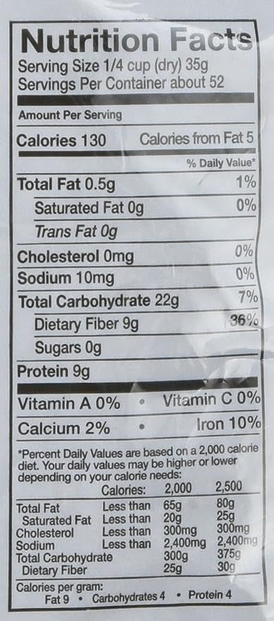 The Nutrition Facts of Swad Urad Whole 